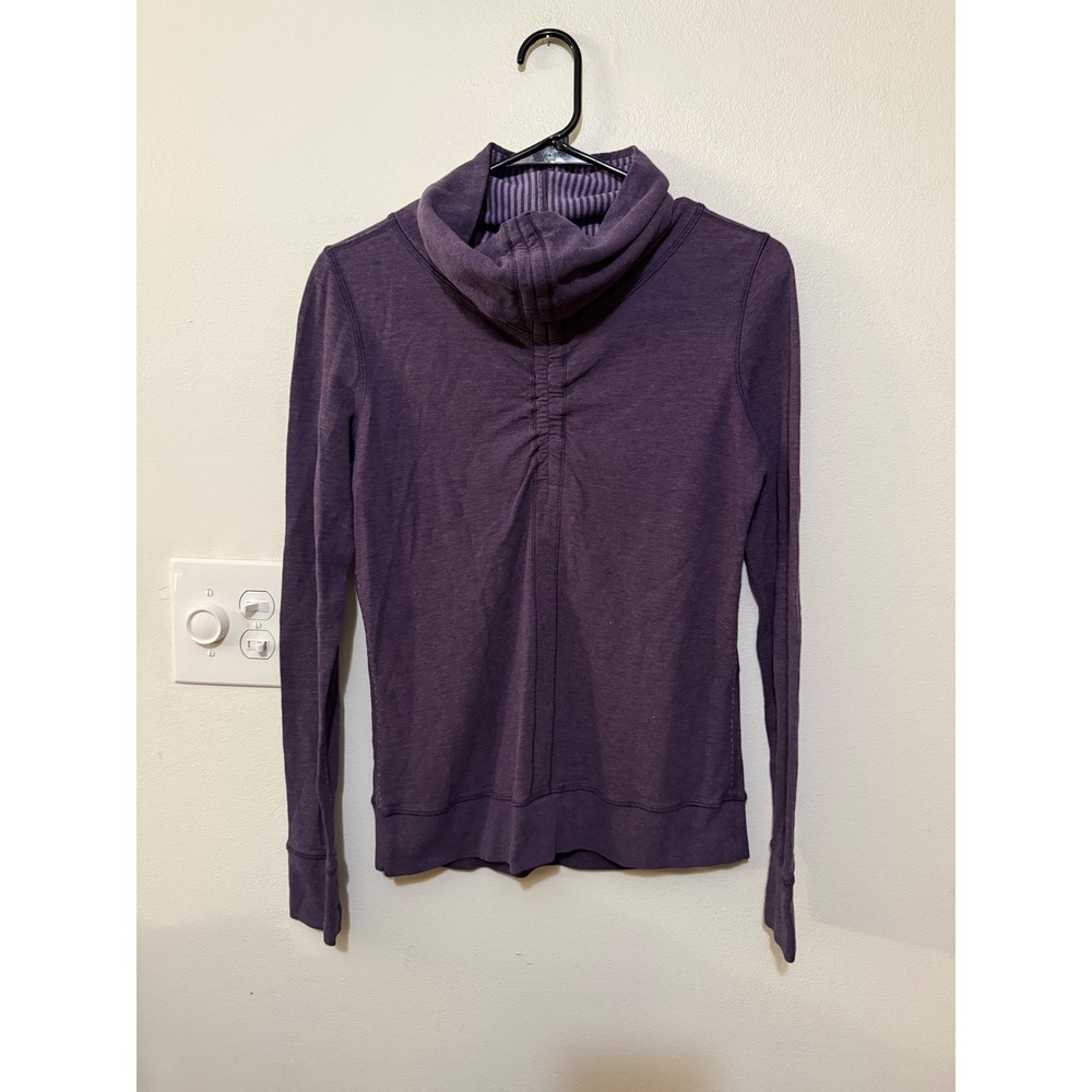 Lululemon In a Cinch Pullover Reversible Purple Striped Crewneck Size S